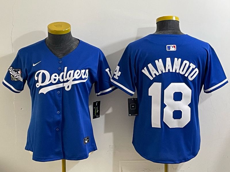 Youth 2025 Los Angeles Dodgers #18 Yamamoto Blue Game Nike MLB Jersey style 0026